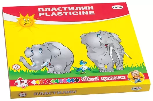 Пластилин "Юный художник", 12 цветов, со стеком