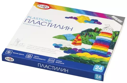 Пластилин "Классический" 24 цвета со стеком