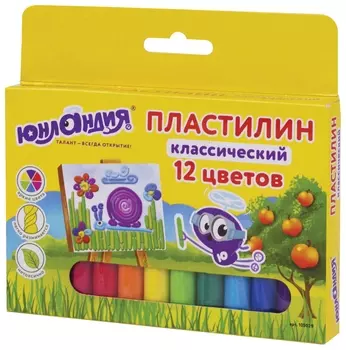 Пластилин классический "Юнландик-живописец", 12 цветов, высшее качество