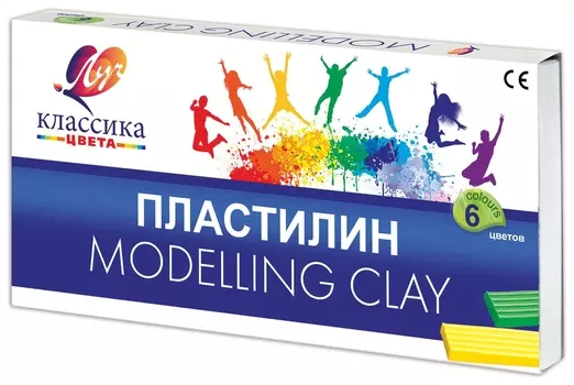 Пластилин классический "Классика", 6 цветов, со стеком