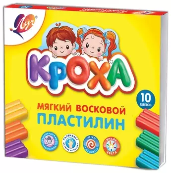 Пластилин мягкий "Кроха", 10 цветов, со стеком