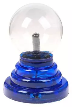 Плазменный шар на подставке, синий, 14 см