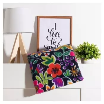 Плед экономь и Я "Цветы" 150*180 см, пл.160 г/м2, 100% п/э