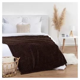 Плед этель "Клетка" 200*220 см, цв.коричневый, корал-флис, 240гр/м2, 100% полиэстер