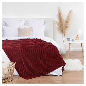 Плед этель «Клетка» 200*220 см, цв.красный,корал-флис, 240гр/м2, 100% полиэстер