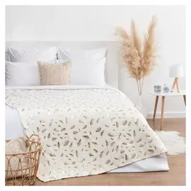 Плед этель "Перья" 180*200 см,100% п/э, корал-флис 220 гр/м2