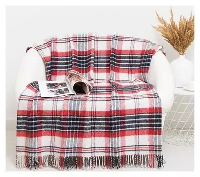 Плед Метро Клетка 140х200 см Цвет красный/черный