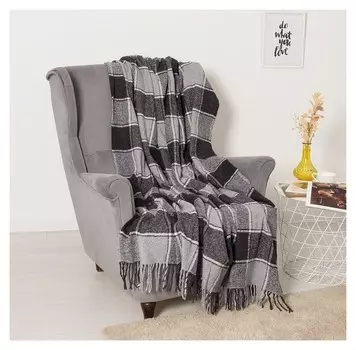 Плед Palermo 140х200 см, бел/сер/т.сер рап. 7, шерсть 20%, пан 40%, пэ40%