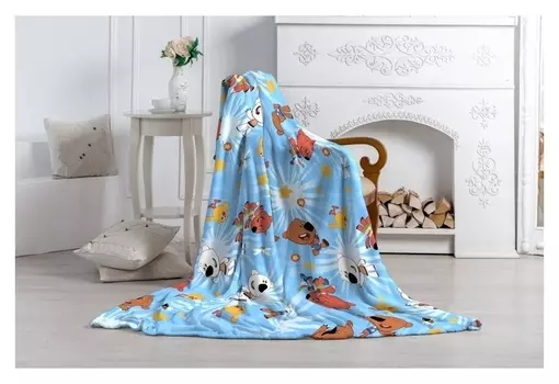 Плед павлинка «Мимимишки», размер 150х100 см, цвет голубой, аэрософт