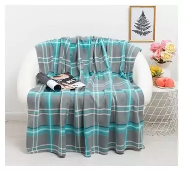 Плед Scotland 098 серо-бирюзовый 140х200см флис 180г/м пэ 100%