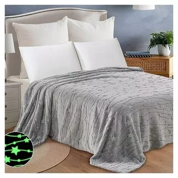 Плед светящийся 150х200 см «Звёзды», велсофт 260г/м