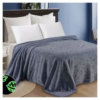 Плед светящийся 180х200 см «Планета», велсофт 260г/м