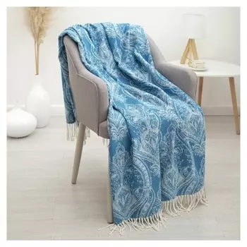 Плед "Валенсия", 140х200, цвет тёмно-бирюзовый, состав: 50% хлопок, 30% полиэстер, 20% ПАН