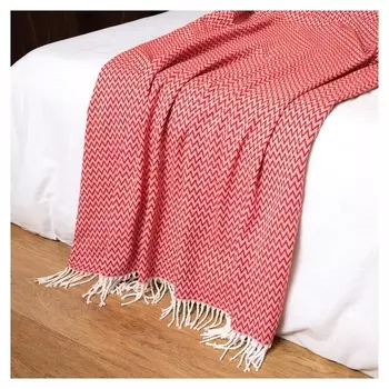 Плед валенсия 140х200 см, антонио, цвет белый/красный