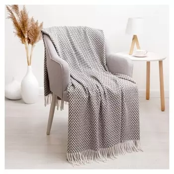 Плед валенсия 140х200 см, белый-каст, хлопок 50%, полиэстер 30%, пан 20%