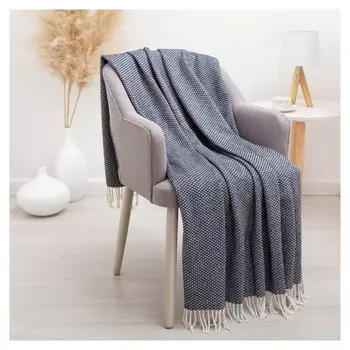 Плед валенсия 140х200 см, цвет тёмно-синий