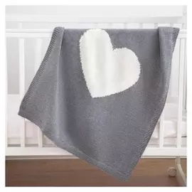 Плед вязаный крошка Я «Сердце» цвет серый, 75х95 см