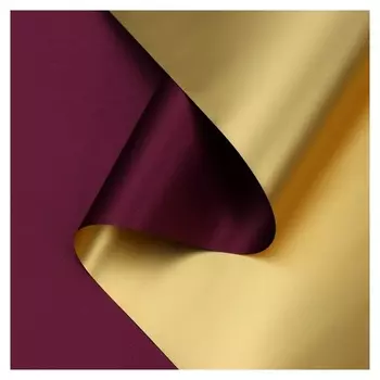 Пленка для цветов "Пленка с золотом", цвет сливовый, 58 см х 5 м