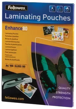 Пленки-заготовки для ламинирования, А4, комплект 100 шт., 80 мкм, FELLOWES