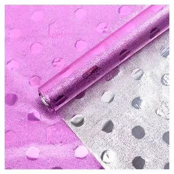 Плёнка металлизированная "Горошек", розовый, 0,7 х 2 м