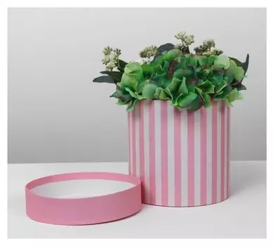 Подарочная коробка круглая «Розовые полосы» 15 х 15 см