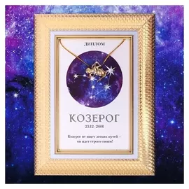 Подарочный набор диплом и брошь знаки зодиака "Козерог"