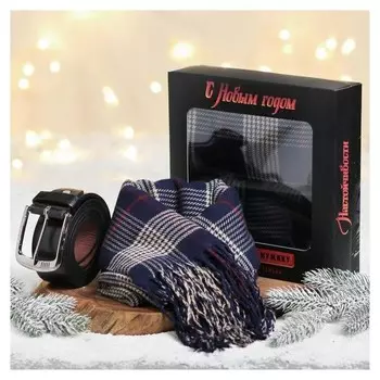 Подарочный набор "Драйва и удачи!", мужской шарф и ремень