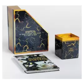 Подарочный набор: ежедневник и органайзеры для бумаг и ручек Золотой учитель