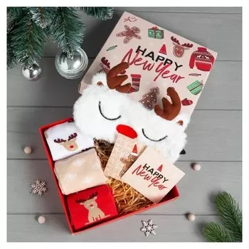 Подарочный набор Kaftan «Новый год: Happy Year» носки р, 36-39 (23-25 см), маска
