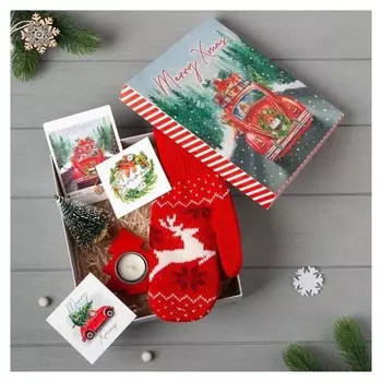 Подарочный набор "Merry Xmas" варежки р-р 19 и акс (4 предм)