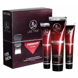 Подарочный набор мужской Freedom: Крем для бритья + бальзам после бритья + шампунь-гель для душа 2в1