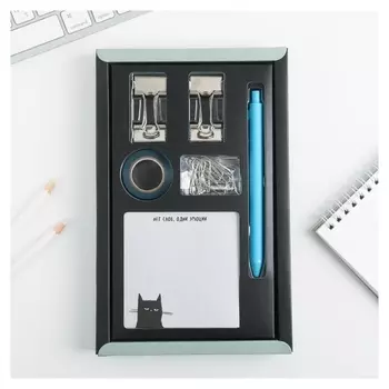 Подарочный набор «Ненавижу тебя больше всех», блок бумаги 80 л, скотч, зажимы, скрепки, ручка