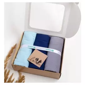 Подарочный набор пелёнок муслиновых крошка Я "Blue", 130х100см, 3шт, 100 хлопок