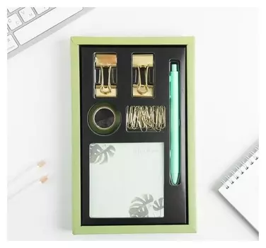 Подарочный набор «Следуй за мечтой», блок бумаги 80 л, скотч, зажимы, скрепки, ручка