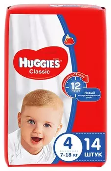 Подгузники Huggies Classic №4 7-18кг, 14 шт