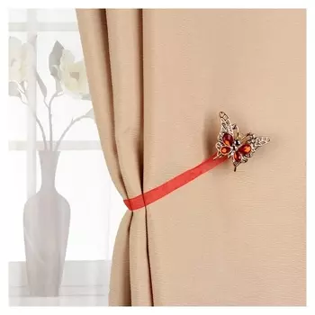 Подхват для штор «Бабочка яркая», 6 × 5 см, цвет красный