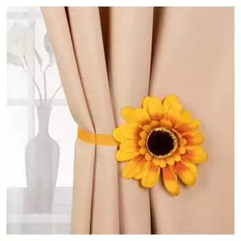 Подхват для штор «Подсолнух», D = 12,5 см, цвет жёлтый