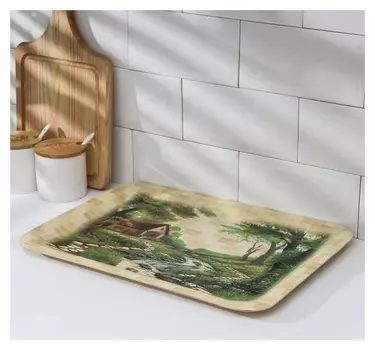 Поднос для завтрака «Деревенька», 43×29 см