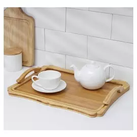 Поднос доляна «Цветение», 39×30 см, бамбук, металл