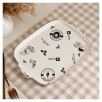 Поднос "Кофе", белый, деколь, 29х22 см