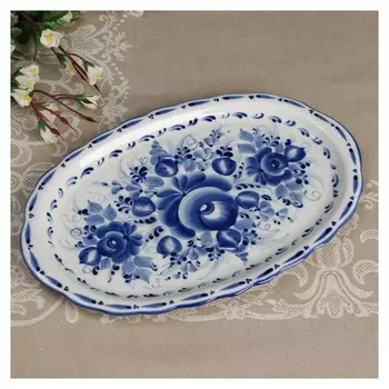 Поднос «Силуэт», 33,5х22х2 см, гжель