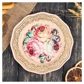 Поднос жостовский "Пионы", круглый, D=17 см