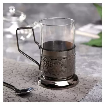 Подстаканник медный в наборе со стаканом