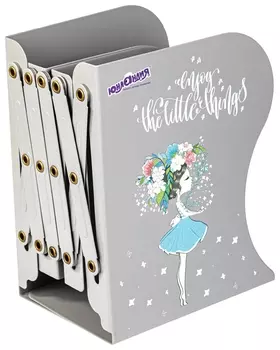 Подставка-держатель для книг и учебников юнландия "Flower Girl", раздвижная, металлическая, 237902