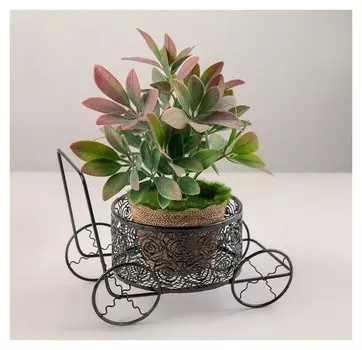 Подставка для цветов «Коляска», D=11,5 см, цвет чёрный