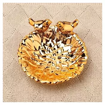 Подставка для мелочей "Пташки" 13х13х5см, золото