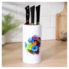 Подставка для ножей «Цветение», 11×11×22 см