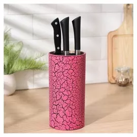 Подставка для ножей «Разлом», 11×11×22 см, цвет красный