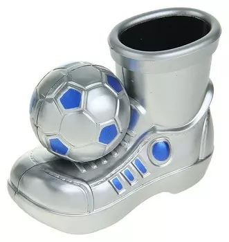 Подставка для пишущих принадлежностей, «Ботинок с мячом», серебряный