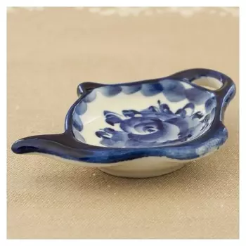 Подставка под чайный пакетик «Чайник», 10×7×1,5 см, малая, гжель